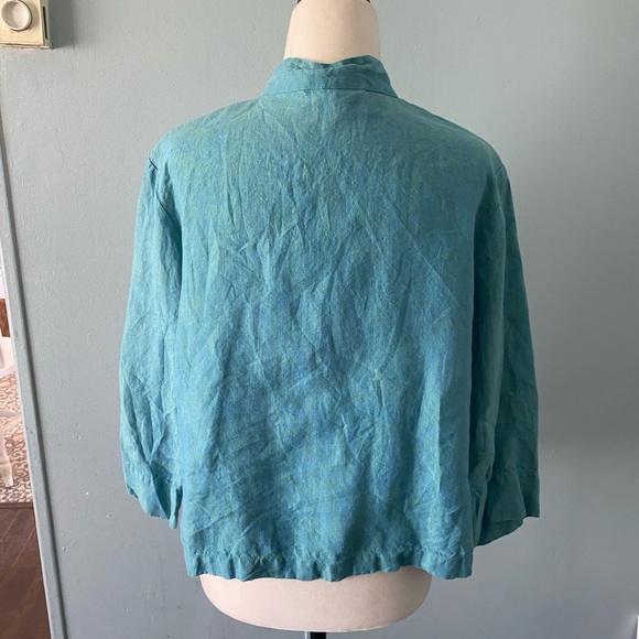 Bryn  Walker Teal linen blouse - Picture 12 of 12